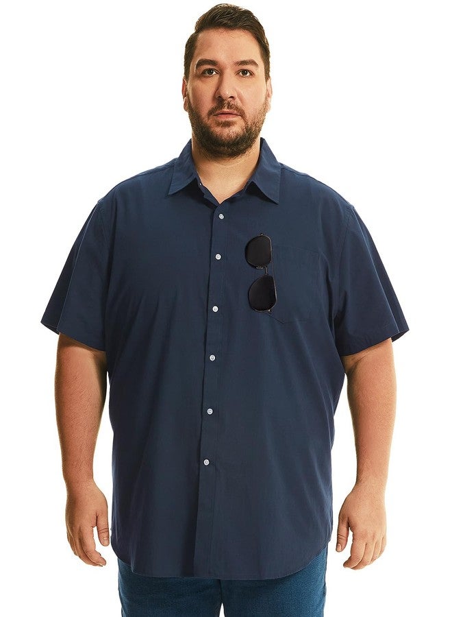 HOdo Big and Tall Mens Cotton Button Down Shirt Navy 6XL - Image 1